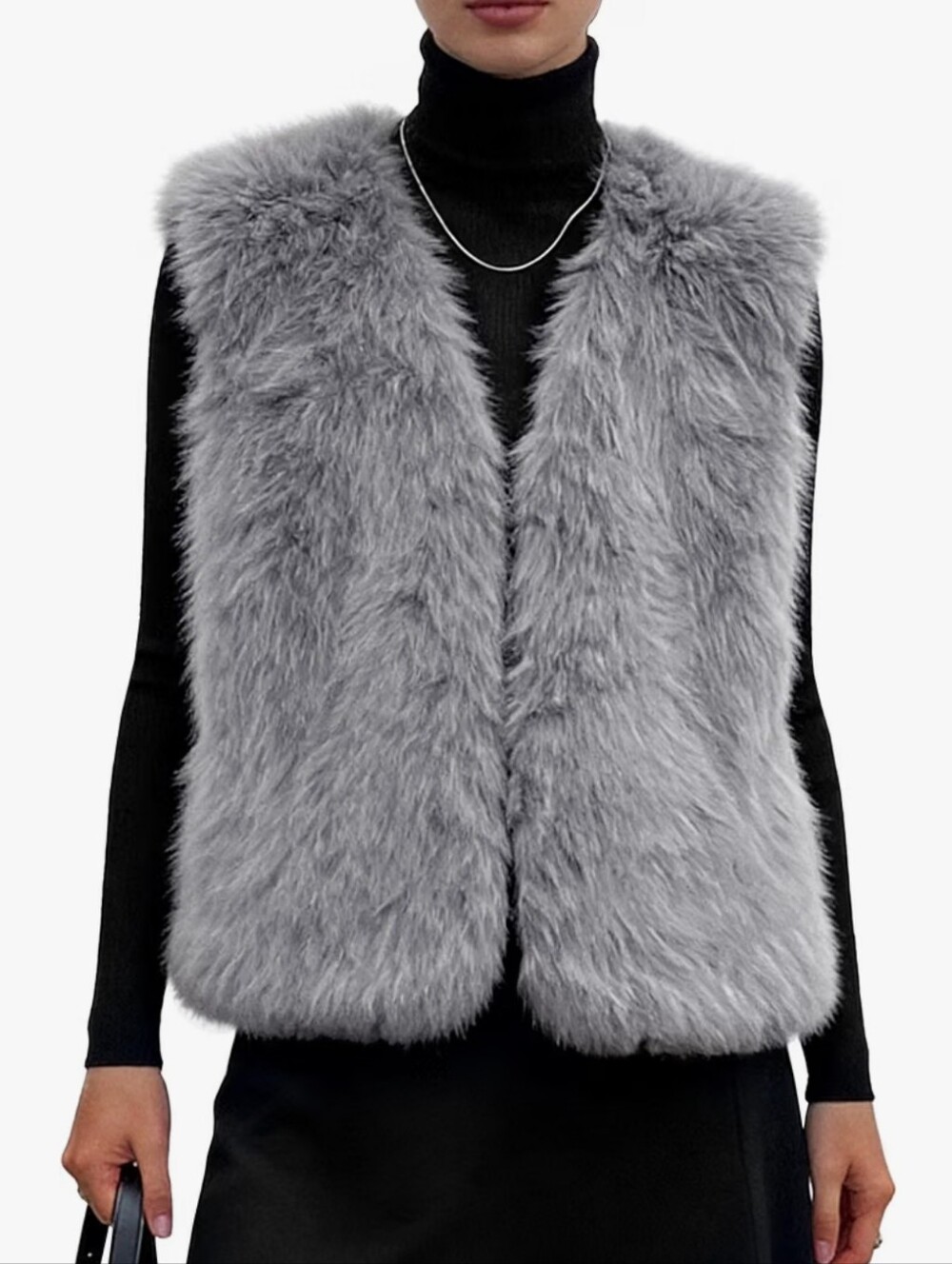 Faux Fur Vest Sleeveless Winter ClothingOpen Front Fluffy Jacket